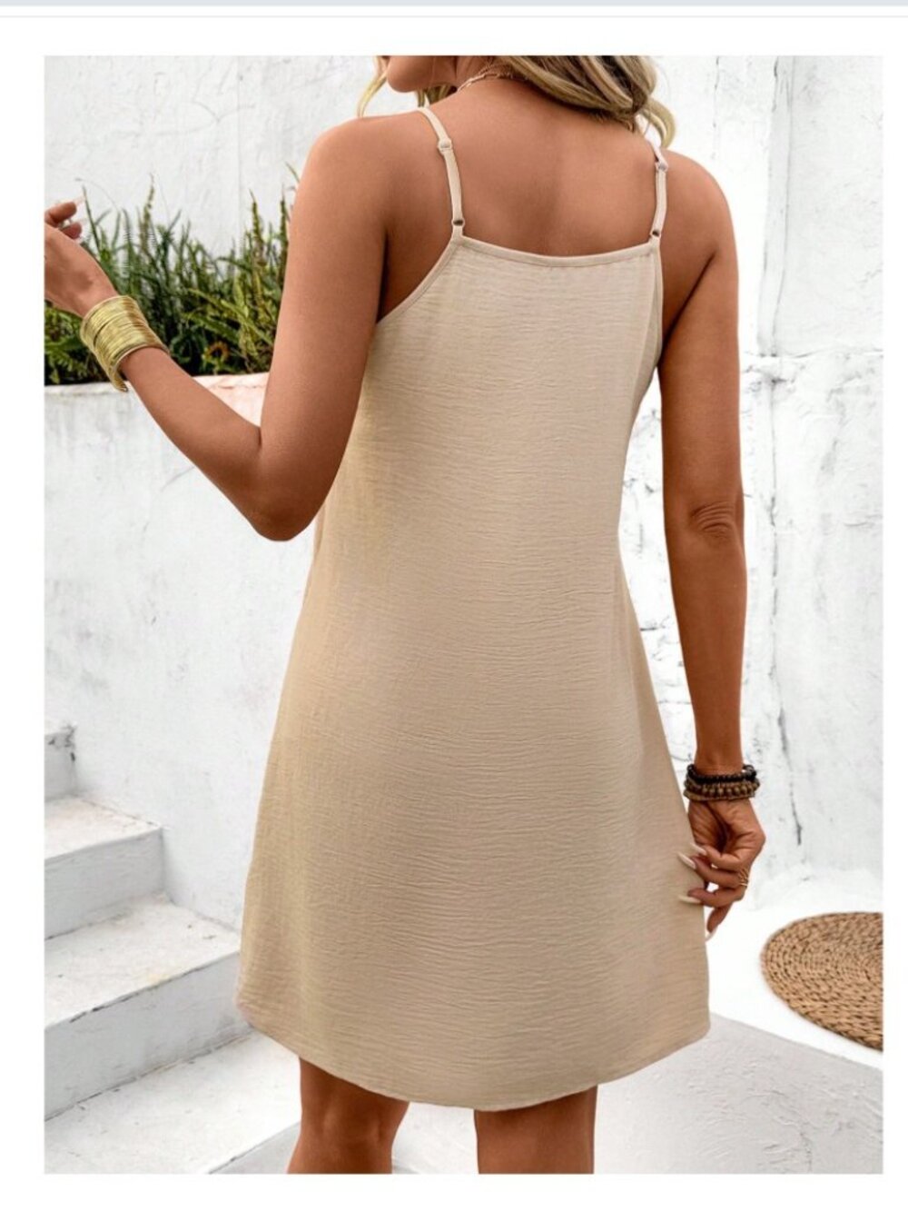 Women's Shein Medium (6)Beige Tan Tank Sundress Dress - Picture 3 of 7